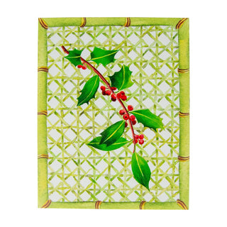 Caspari Holly On Trellis Mini Boxed Christmas Cards - 15 Christmas Cards & 15 Envelopes 100019