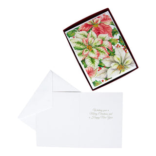 Caspari Poinsettias Boxed Christmas Cards - 15 Christmas Cards & 15 Envelopes 100213