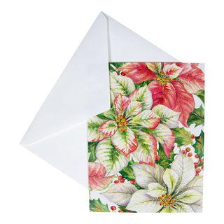 Caspari Poinsettias Boxed Christmas Cards - 15 Christmas Cards & 15 Envelopes 100213