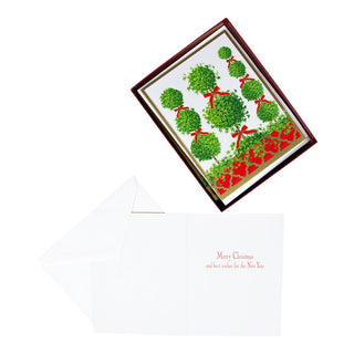 Caspari Topiaries Boxed Christmas Cards - 15 Christmas Cards & 15 Envelopes 100218