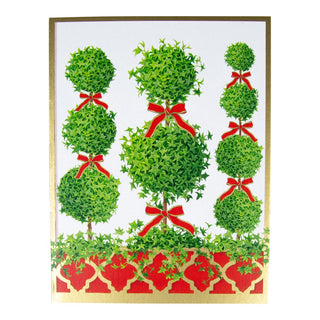 Caspari Topiaries Boxed Christmas Cards - 15 Christmas Cards & 15 Envelopes 100218