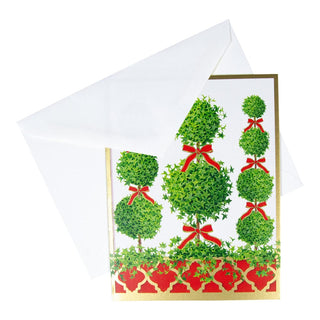 Caspari Topiaries Boxed Christmas Cards - 15 Christmas Cards & 15 Envelopes 100218