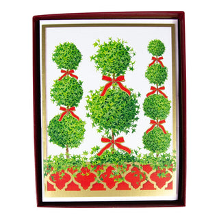 Caspari Topiaries Boxed Christmas Cards - 15 Christmas Cards & 15 Envelopes 100218