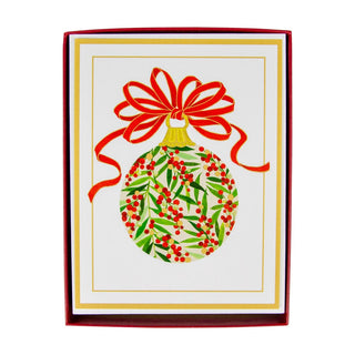 Personalization by Caspari Berry Decorated Ornament Foil Personalized Christmas Cards 100231PG