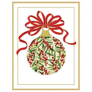 Personalization by Caspari Berry Decorated Ornament Foil Personalized Christmas Cards 100231PG