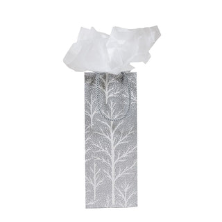 Caspari Winter Trees Silver Wine & Bottle Gift Bag - 1 Each 10054B4