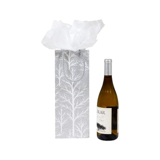 Caspari Winter Trees Silver Wine & Bottle Gift Bag - 1 Each 10054B4