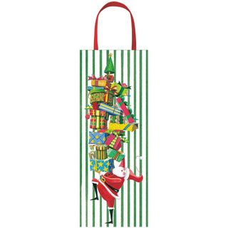 Caspari Santa With Gift Tower Wine & Bottle Gift Bags - 1 Each 10098B4