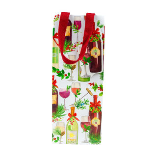 Caspari A Christmas Toast Wine & Bottle Gift Bags - 1 Each 10099B4