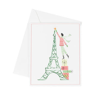 Caspari Christmas Eiffel Tower Boxed Christmas Cards - 15 Cards & 15 Envelopes 102028