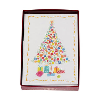 Caspari Bright Tree Boxed Christmas Cards - 15 Cards & 15 Envelopes 102115