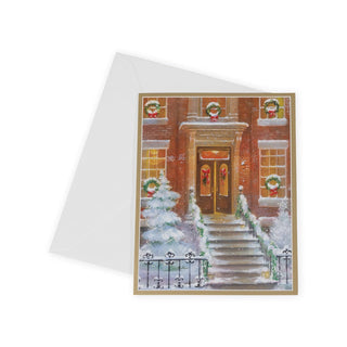 Caspari Decorated Brownstone Boxed Christmas Cards - 16 Cards & 16 Envelopes 102224