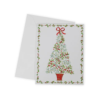 Caspari Twining Greenery Tree Boxed Christmas Cards - 16 Cards & 16 Envelopes 102226