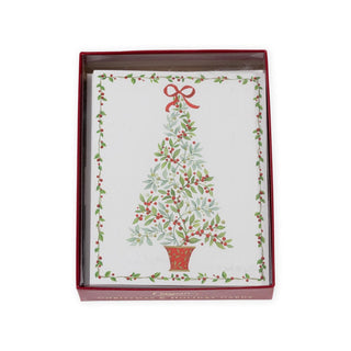 Caspari Twining Greenery Tree Boxed Christmas Cards - 16 Cards & 16 Envelopes 102226