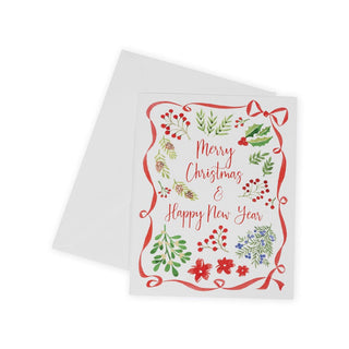 Caspari Christmas Botanicals Boxed Christmas Cards - 16 Cards & 16 Envelopes 102234