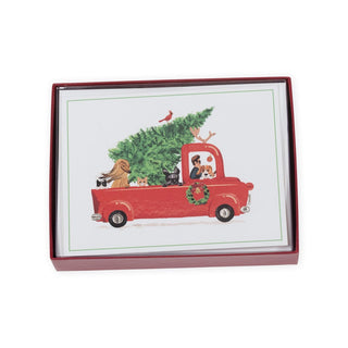 Caspari Christmas Pickup Truck Boxed Christmas Cards - 16 Cards & 16 Envelopes 102235