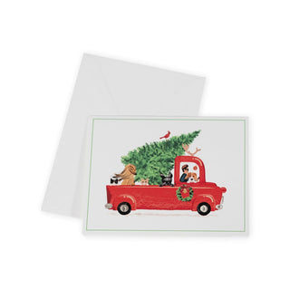 Caspari Christmas Pickup Truck Boxed Christmas Cards - 16 Cards & 16 Envelopes 102235