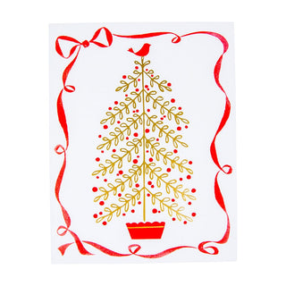 Caspari Golden Christmas Tree Foil Boxed Christmas Cards - 15 Cards & 15 Envelopes 102241