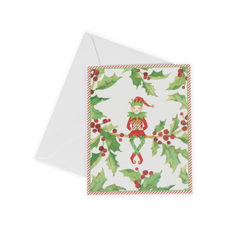 Caspari Jingle Elf Mini Boxed Christmas Cards - 15 Christmas Cards & 15 Envelopes 103001