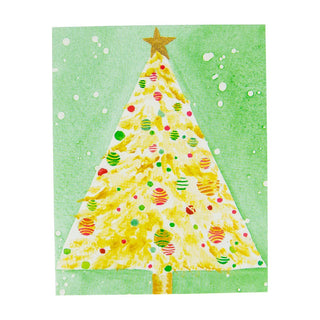 Caspari Watercolor Christmas Tree Mini Boxed Christmas Cards - 15 Christmas Cards & 15 Envelopes 103005