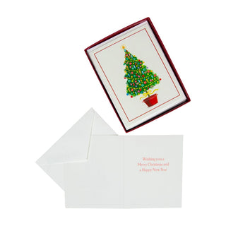 Caspari Happy Christmas Tree Mini Boxed Christmas Cards - 15 Christmas Cards & 15 Envelopes 103008