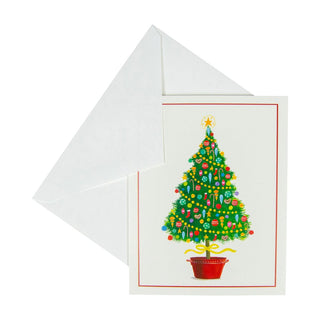 Caspari Happy Christmas Tree Mini Boxed Christmas Cards - 15 Christmas Cards & 15 Envelopes 103008