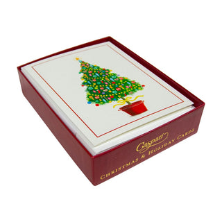 Caspari Happy Christmas Tree Mini Boxed Christmas Cards - 15 Christmas Cards & 15 Envelopes 103008