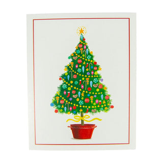 Caspari Happy Christmas Tree Mini Boxed Christmas Cards - 15 Christmas Cards & 15 Envelopes 103008