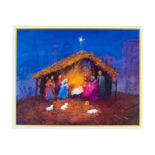 Caspari Painted Creche Scene Mini Boxed Christmas Cards - 15 Christmas Cards & 15 Envelopes 103018