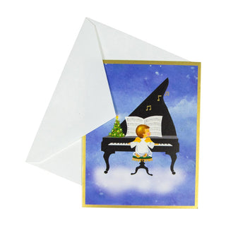 Caspari Baby Angel At Piano Mini Boxed Christmas Cards - 15 Christmas Cards & 15 Envelopes 103021