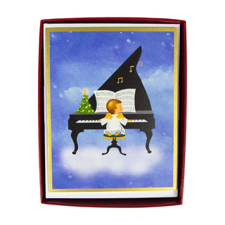 Caspari Baby Angel At Piano Mini Boxed Christmas Cards - 15 Christmas Cards & 15 Envelopes 103021