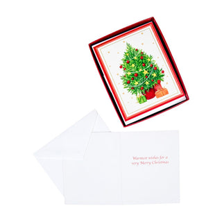 Caspari Little Decorated Tree Mini Boxed Christmas Cards - 15 Christmas Cards & 15 Envelopes 103023