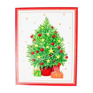 Caspari Little Decorated Tree Mini Boxed Christmas Cards - 15 Christmas Cards & 15 Envelopes 103023