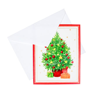 Caspari Little Decorated Tree Mini Boxed Christmas Cards - 15 Christmas Cards & 15 Envelopes 103023