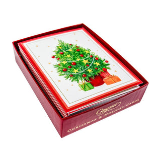 Caspari Little Decorated Tree Mini Boxed Christmas Cards - 15 Christmas Cards & 15 Envelopes 103023