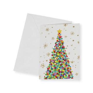 Caspari Colorful Dot Christmas Tree Small Boxed Christmas Cards - 15 Christmas Cards & 15 Envelopes 103101