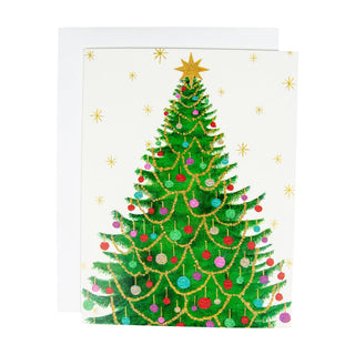 Caspari Merry And Bright Tree Boxed Christmas Cards - 15 Christmas Cards & 15 Envelopes 103204