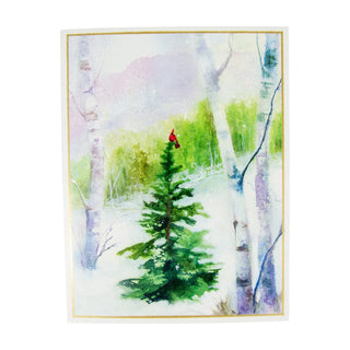 Caspari Cardinal In Woodland Boxed Christmas Cards - 15 Christmas Cards & 15 Envelopes 103217