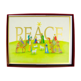 Caspari Peace Nativity Scene Large Boxed Christmas Cards - 15 Christmas Cards & 15 Envelopes 103306