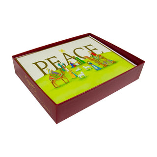 Caspari Peace Nativity Scene Large Boxed Christmas Cards - 15 Christmas Cards & 15 Envelopes 103306