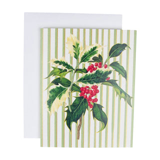 Caspari Holly Sprig A-Size Boxed Christmas Cards - 15 Cards And Envelopes 104005