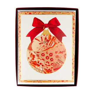 Caspari Gilded Porcelain Ornament A-Size Boxed Christmas Cards - 15 Cards And Envelopes 104008