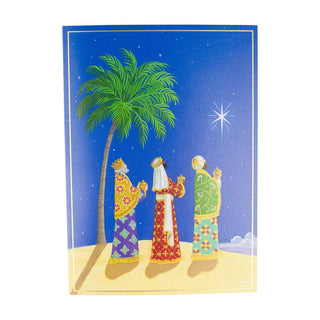 Caspari Three Wise Men And Palm Tree B-Size Boxed Christmas Cards - 15 Cards And Envelopes 104101