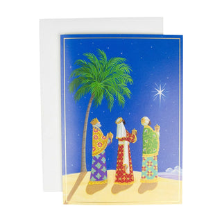 Caspari Three Wise Men And Palm Tree B-Size Boxed Christmas Cards - 15 Cards And Envelopes 104101