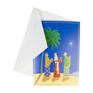 Caspari Three Wise Men And Palm Tree B-Size Boxed Christmas Cards - 15 Cards And Envelopes 104101