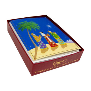 Caspari Three Wise Men And Palm Tree B-Size Boxed Christmas Cards - 15 Cards And Envelopes 104101