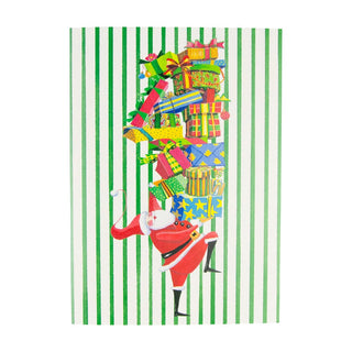 Caspari Santa With Stack Of Gifts B-Size Boxed Christmas Cards - 15 Cards And Envelopes 104102