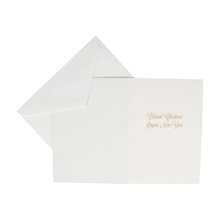 Caspari Tree With Candles And Creche B-Size Boxed Christmas Cards - 15 Cards And Envelopes 104109