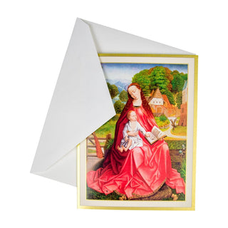 Caspari Virgin And Child In A Garden C-Size Boxed Christmas Cards - 15 Cards And Envelopes 104201