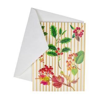 Caspari Berry Botanical C-Size Boxed Christmas Cards - 15 Cards And Envelopes 104203